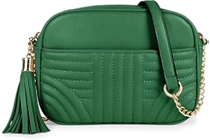 EVVE Quilted Crossbody Bags for Women - Stylish Camera Bag with Tassel - Lightweight Medium Size Shoulder Purse