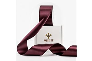 MEEDEE Satin Ribbon 2 inch Wide Double Faced Burgundy Ribbon for Christmas Tree, Crafts, Weddings, Flower Bouquet