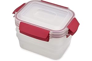 Joseph Joseph Nest Lock Plastic Food Storage Container Set with Lockable Airtight Leakproof Lids, 6-Piece Set/37oz, Red