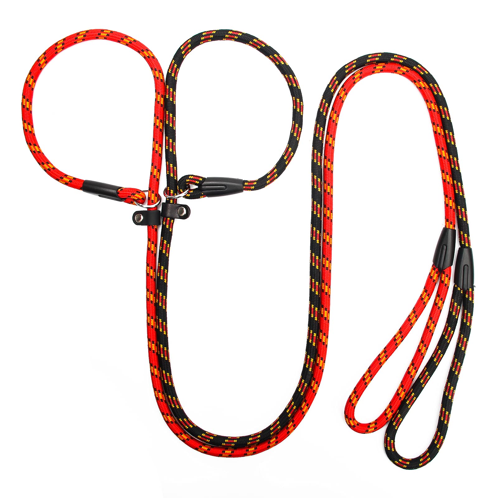Zhichengbosi 2 pack Adjustable Dog Leash Nylon Training Lead Leash For Dogs 10-80 lbs (red+black)