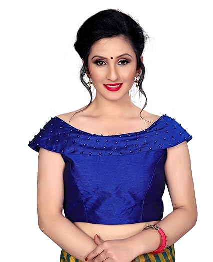 Women's Blue Silk Blouse With Boat Neck (FD-BL-20008-Blue)_42