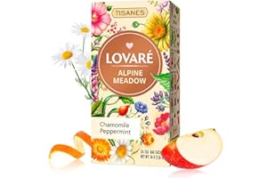 LOVARE Alpine Meadow Herbal Tea – Flavorful Blend with Fruits & Flowers, chamomile, peppermint – Caffeine-Free, Fragrant & Refreshing – 24 Tea Bags (1.5g Each) for Everyday Enjoyment (ALPINE MEADOW)