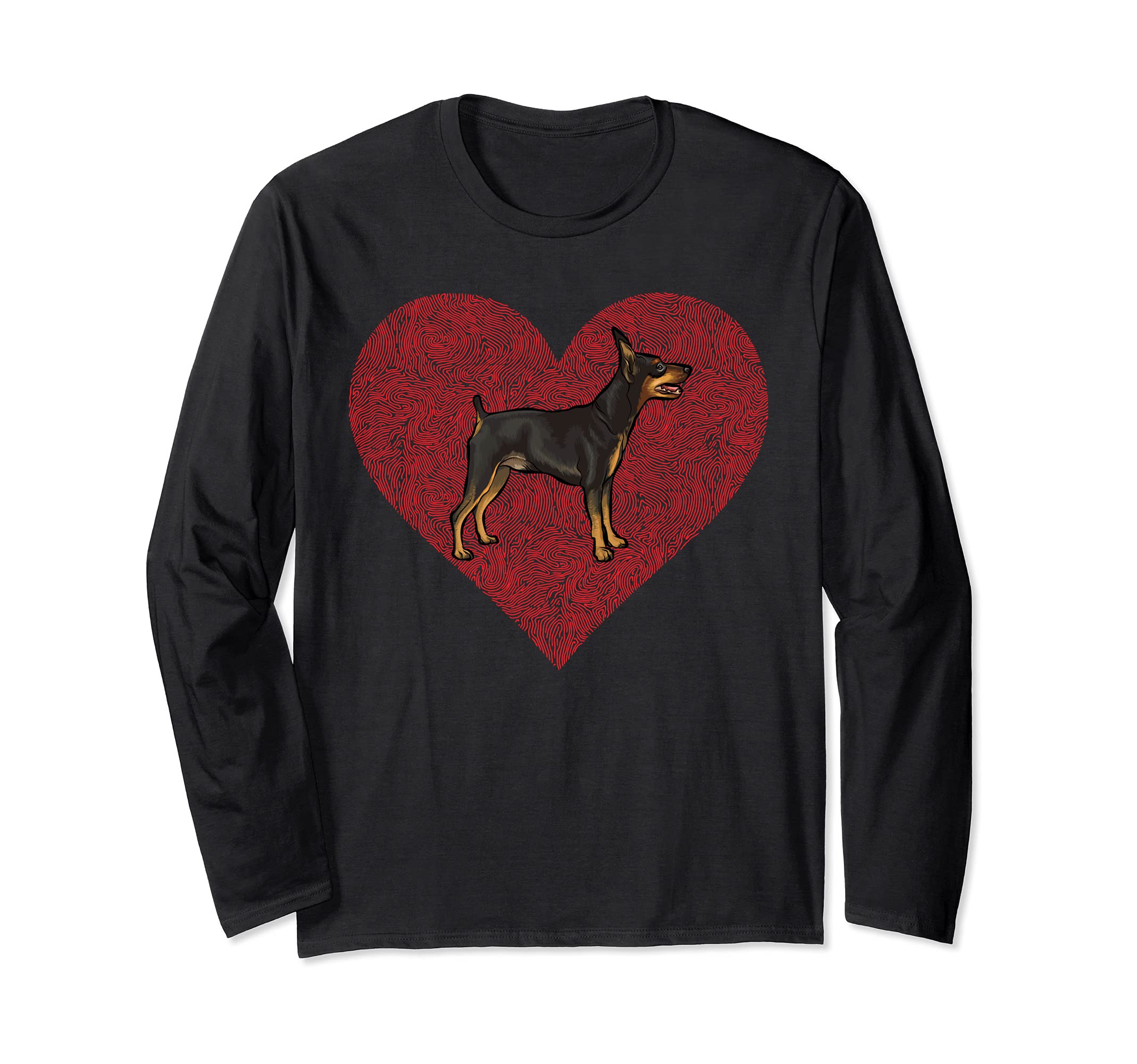 Miniature Pinscher Valentines Day Dog Love Fingerprint Long Sleeve T-Shirt