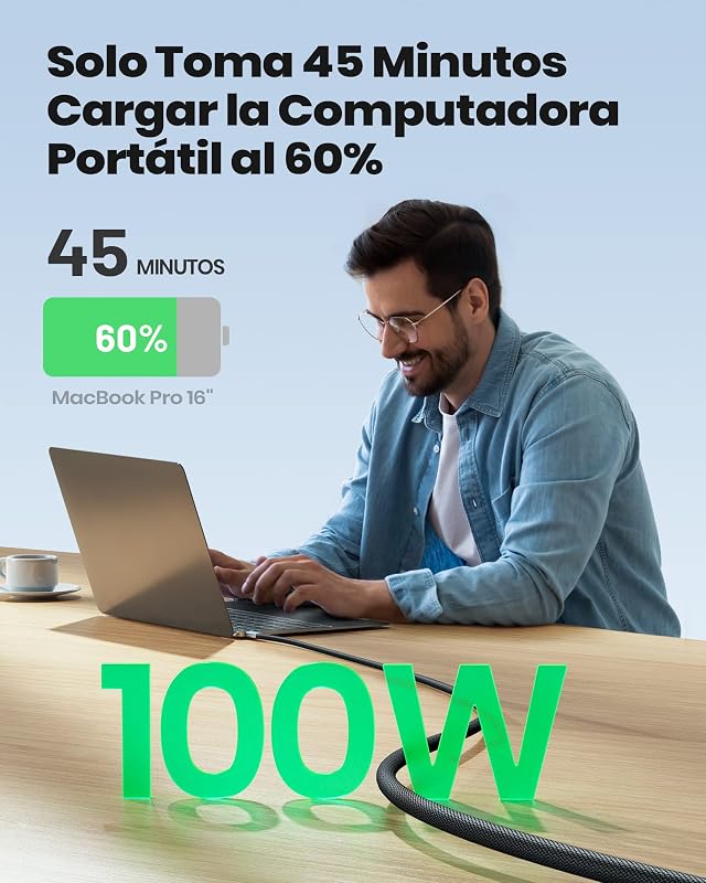 Cable USB C a USB C 100W, 2m Cable USB C PD QC Carga Rapida Cargador