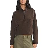 Polomitas Women Pullover Sweatshirt Sherpa Cropped Fleece Jacket Half Zip Fuzzy Clothes Trendy Fall Jackets with Pockets