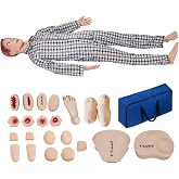 5.74ft Patient Care Medical Manikin Nursing Mannequin for Training, Male-Female Multi-Functional Human Anatomy CPR with Wound Modules, Highly Simulated Caregiver for Improving Nursing Skills