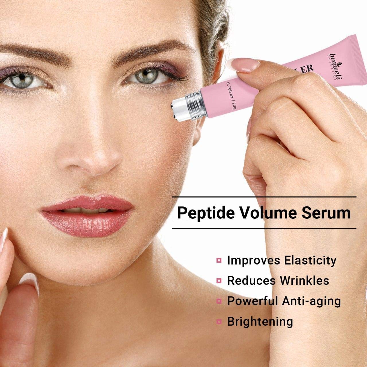 Eye Serum & Eye Roller for Anti Aging Skin Care with Hyaluronic Acid Niacinamide Peptide Dark Circles Puffiness Under Eye Bags Wrinkles Eye Cream Massager 0.7 fl.oz by beaueli: Beauty