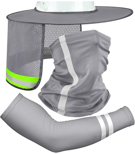 JOINSI 4-Pack Hard Hat Sun Shade & Neck Gaiter Set - Full Brim Mesh Visor With Reflective Strip For Outdoor Work - View #4