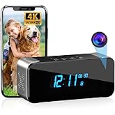MEBAO Hidden Camera with Alarm Clock & Bluetooth,Ultra 4K HD Wireless Indoor Camera for Home Security,WiFi Mini Nanny Cam with Night Vision,Motion Detection,Remote Live Stream