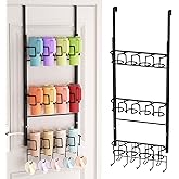 SWTYMIKI 3-Tier Water Bottle Organizer - Over the Door Stanley Cup Holder - Cup Rack with Hooks for Door or Wall Mount Option- Tumbler Organizer Storage Display for Kitchen Dorm Office RV, Black