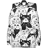 famliihw Black and white Cat Backpack Laptop Backpacks Multipurpose Daypack For Men Women Travel Hiking