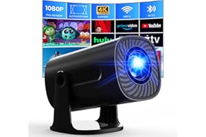 AGIMA 2025 Mini Projector with WiFi and Bluetooth, 1080P Native 4K Support Projector with Apps & Android TV OS, Auto Keystone & Focus, Stereo Speaker, Zoom, Portable Outdoor Home Movie Projector, Black