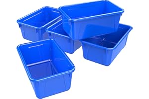 Storex Small Cubby Bins, Pack of 5, 12.2 x 7.8 x 5.1 Inches, Blue (62416U05C)
