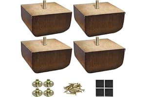 AORYVIC Sofa Legs Square Bed Feet 2 inch Wood Replacement Leg for Furniture Set of 4, Dark Brown