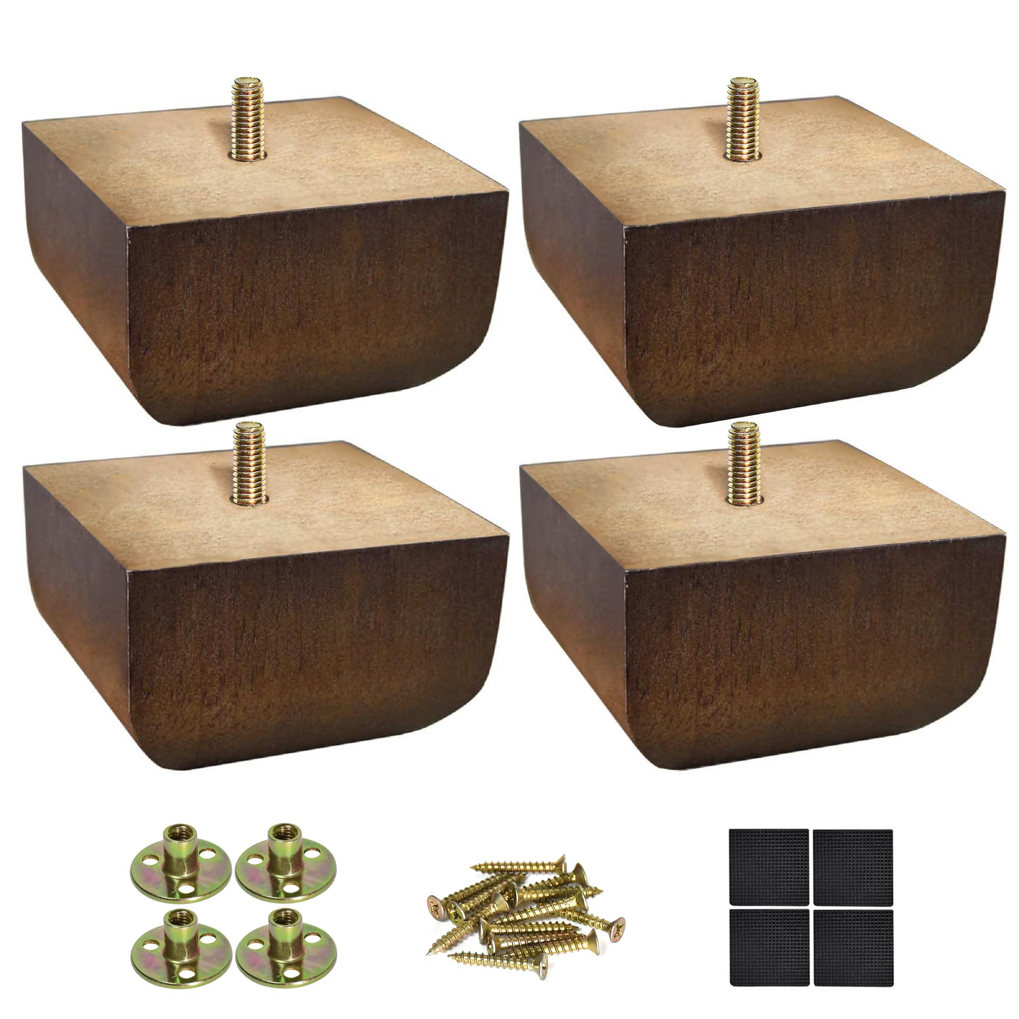 Photo 1 of AORYVIC Sofa Legs Square Bed Feet 2 inch Wood Replacement Leg for Furniture Set of 4, Dark Brown