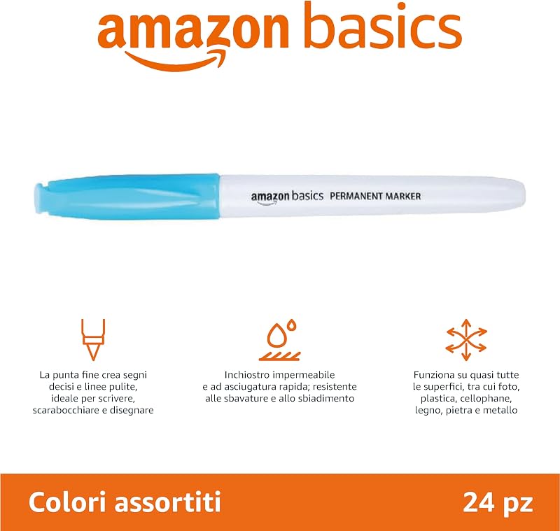 Pennarelli indelebili, confezione da 24 pezzi, Colori assortiti