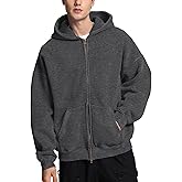 FAIABLE Womens Mens Double Zip Up Hoodie Oversized Acid Wash Heavyweight Hoodie Distress Cotton Fleece Full Zipper Sweatshirt