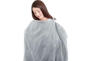 DAYEEBALL Muslin Nursing Covers for Breastfeeding, Cotton Breastfeeding Cover for Summer, Breathable & Soft, Multi-Use Privacy Nursing Covers with Rigid Hoop, Adjustable Neck Strap, grey
