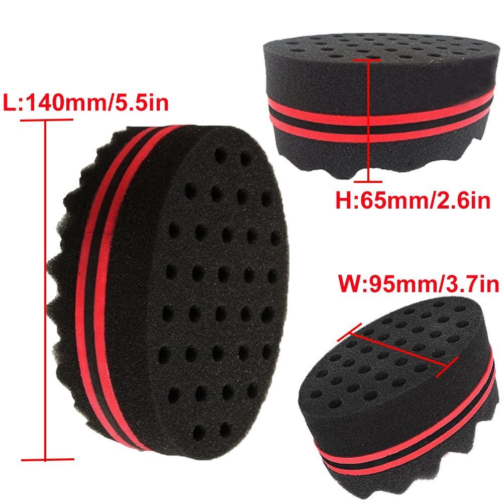 RioRand Magic Barber Sponge Hair Twist Brush for Afros,Men,Women,Wave Tornado Coils Dreadlocks Hair Styling Small Holes(2pcs)