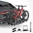 HOPE YOU READY 2 EBike Rack with Ramp, 2'' Hitch Mounted Lockable Bike Racks, 200lbs Capacity Foldable Platform, Up to 5'' Fat Tire Carrier for Standard and Electric Bicycles for Car SUV Truck RV