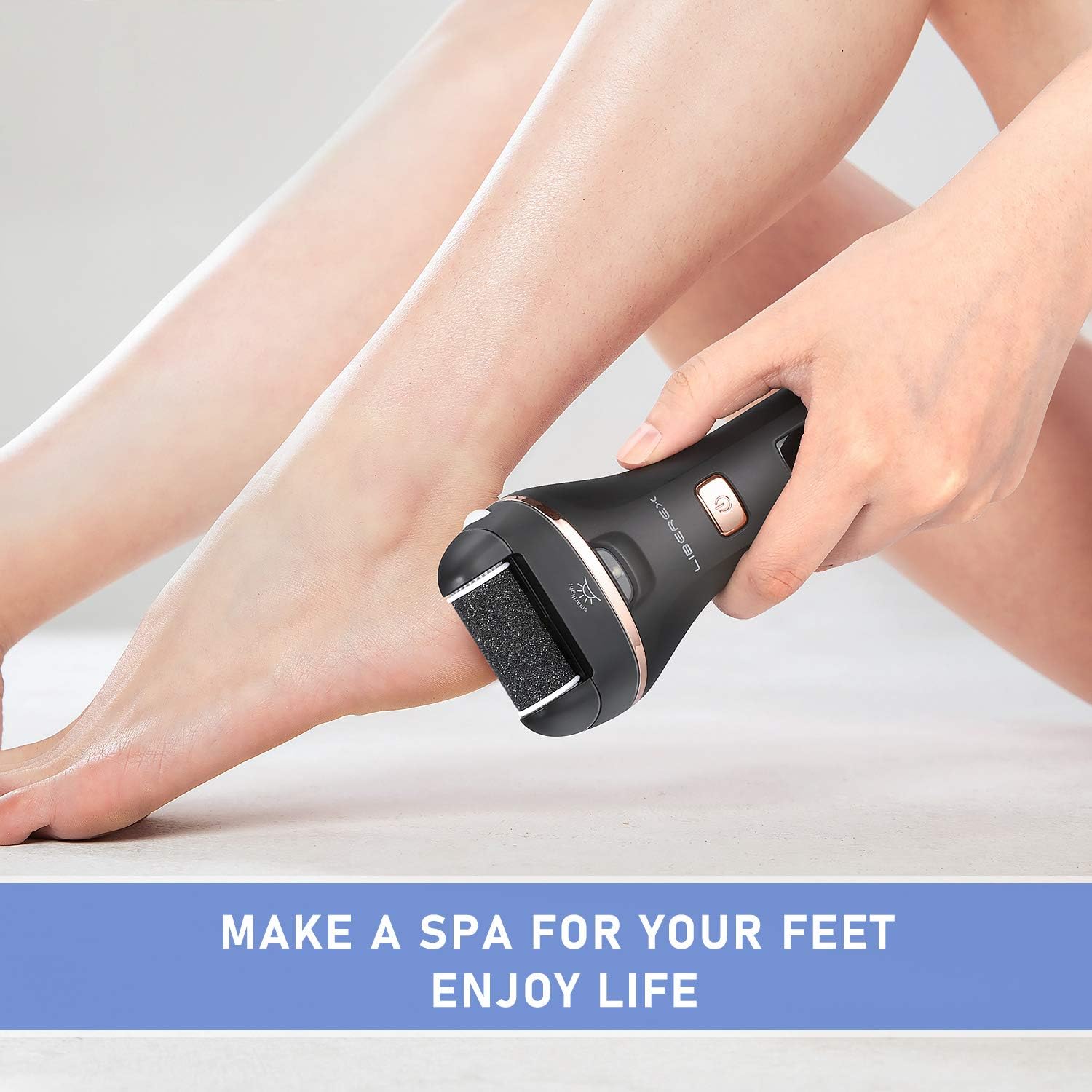 Liberex Electric Callus Remover - Rechargeable Foot File Callus Shaver Hard Skin Remover Pedicure Tools with 4 Roller Heads, for Cracked Heels Calluses and Dead Skin, 2 Speed, Battery Display: Health & Personal Care