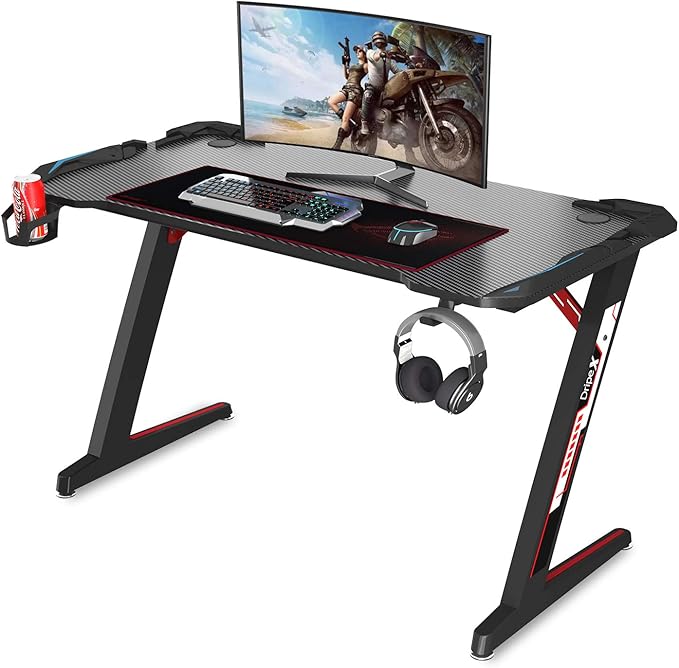 Dripex 44.5" Gaming Desk, ZShaped Ergonomic Gaming Desk for PC with