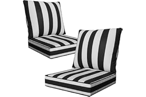 22" x 22" x 6" Outdoor Deep Seat Cushions Set - 2 Set Waterproof & Fade Resistant Patio Furniture Replacement Cushions, Non-S