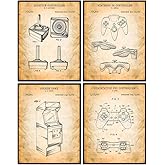 Video Game Patent Art Prints - Vintage Wall Art Poster Set - Chic Rustic Home Decor for Game Room, Rec Room, Man Cave, Den - Gift for Gamers, Nintendo, PS1 Fans - 8x10 Photo Unframed