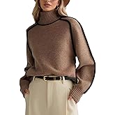 JASCLS Women's Turtleneck Sweater Chunky Long Sleeve Knitted Pullover Sweaters Oversized Trendy Fall Winter Basic Jumper Top