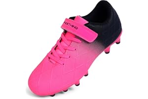 FEETHING Kids Soccer Cleats for Boys Girls Outdoor Athletic Youth Football Cleats Firm Ground Little Big Kid Soccer Shoes