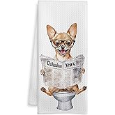 WOTYPU Funny Chihuahua Gifts Hand Towels for Bathroom, Chihuahua Gifts for Women Men Decorative Hand Towels for Kids Guest Bathroom Washroom Power Room Vanity Half Bath, 16X24 Inch