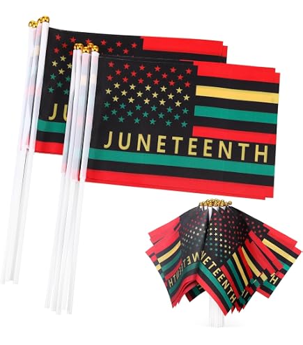 200 Stück Juneteenth Mini-Flaggen Set – 4 Stile, Je 15x10 Cm, Mit 25 Cm Stab, Für Paraden, Partys & Feiern
