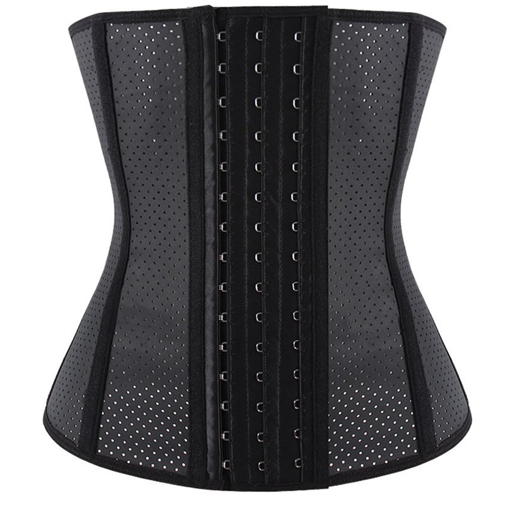 Black Latex Underbust Steel Boned Waist Trainer Cincher Body Shaper for Women Weight Loss, Mesh Black, S(Fit Waist 25\