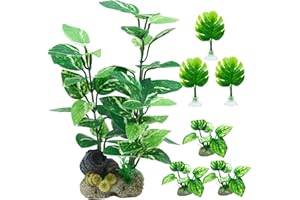 EDGCTYU Aquarium Decorations Fish Tank Artificial Plastic Plants，Silk Plants for Fish Tank Decoration, Pack of 7 (Green)
