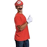 Disguise Mario Costume Kit, Official Nintendo Super Mario Halloween Costume Accessories including Hat with Mustache and Gloves, Adult Size
