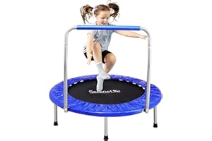 SereneLife 36/40" Foldable Mini Trampoline - Compact Fitness Trampoline for Kids Adults, Exercise Rebounder with Foam Handle, Indoor/Garden Workout Equipment, Max Load 150/220 lbs