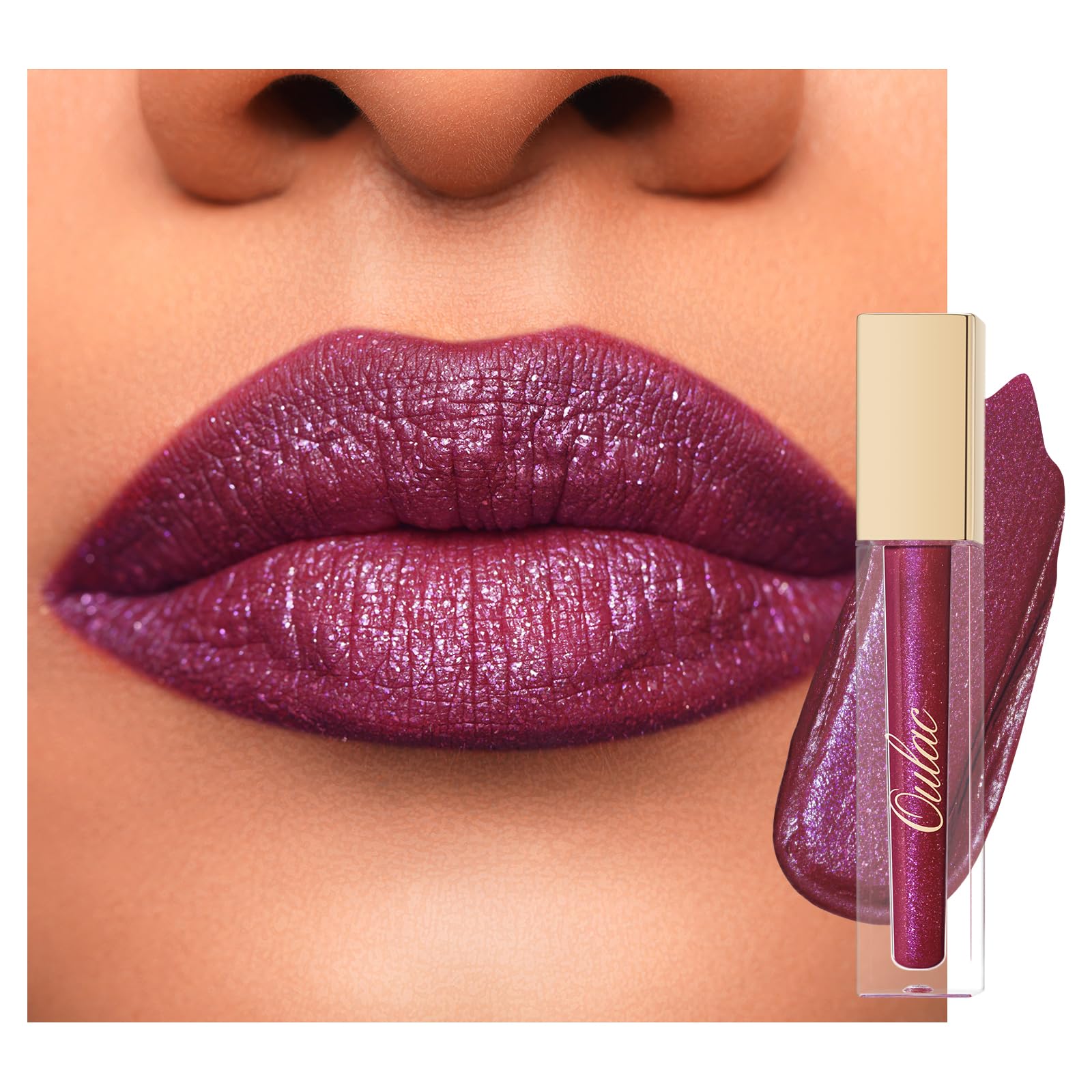 Oulac Purple Matte Lipstick for Women, Glitter Liquid Lip Stick with Sequin Long Lasting Lip Stain, High Impact Lipcolor, Waterproof Lightweight Soft, Vegan & Cruelty-Free MS05 — image 1