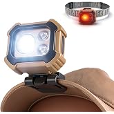 BORUIT Red Light Headlamp with Clip and Magnetic, 180&deg; Adjustable, 5 Modes | Super Bright Headlights for Head, USB-C Rechargeable, IPX4 Waterproof , Head Lamp for Hardhat, Camping, Hiking, Hunting