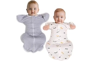 WODHOY Transition Bag 3-6 Month Sleep Sack, 2-Pack 100% Cotton Zip Up, Baby Boy Girl 2-Way Zipper
