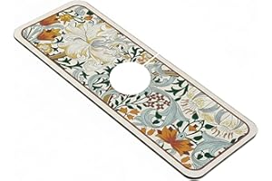 Faucet Mat for Kitchen Sink, 5.4x15in Absorbent Diatomite Sink Splash Guard, Flower Pattern Decorative & Protective for Home,