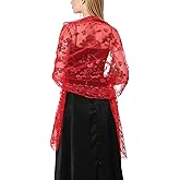 Ladiery Sequin Floral Shawls and Wraps for Evening Dresses,Women sparkly Sheer Mesh Wedding Shawls for Evening Party