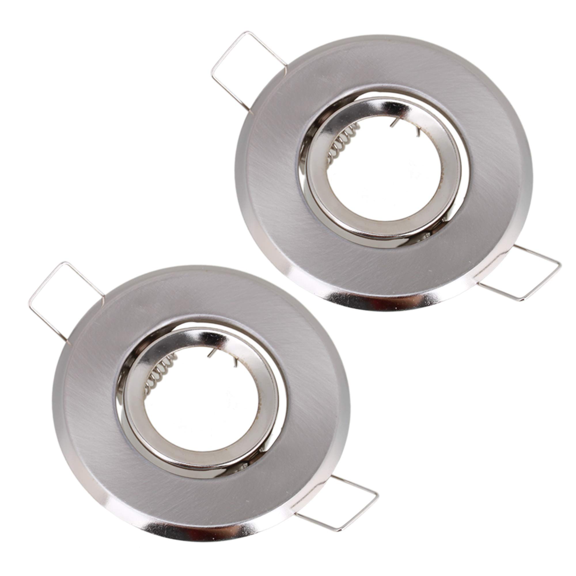 Mxfans 2 x MR11 Downlight Fitting Gimble Satin Chrome with Lamp Holder 70mm