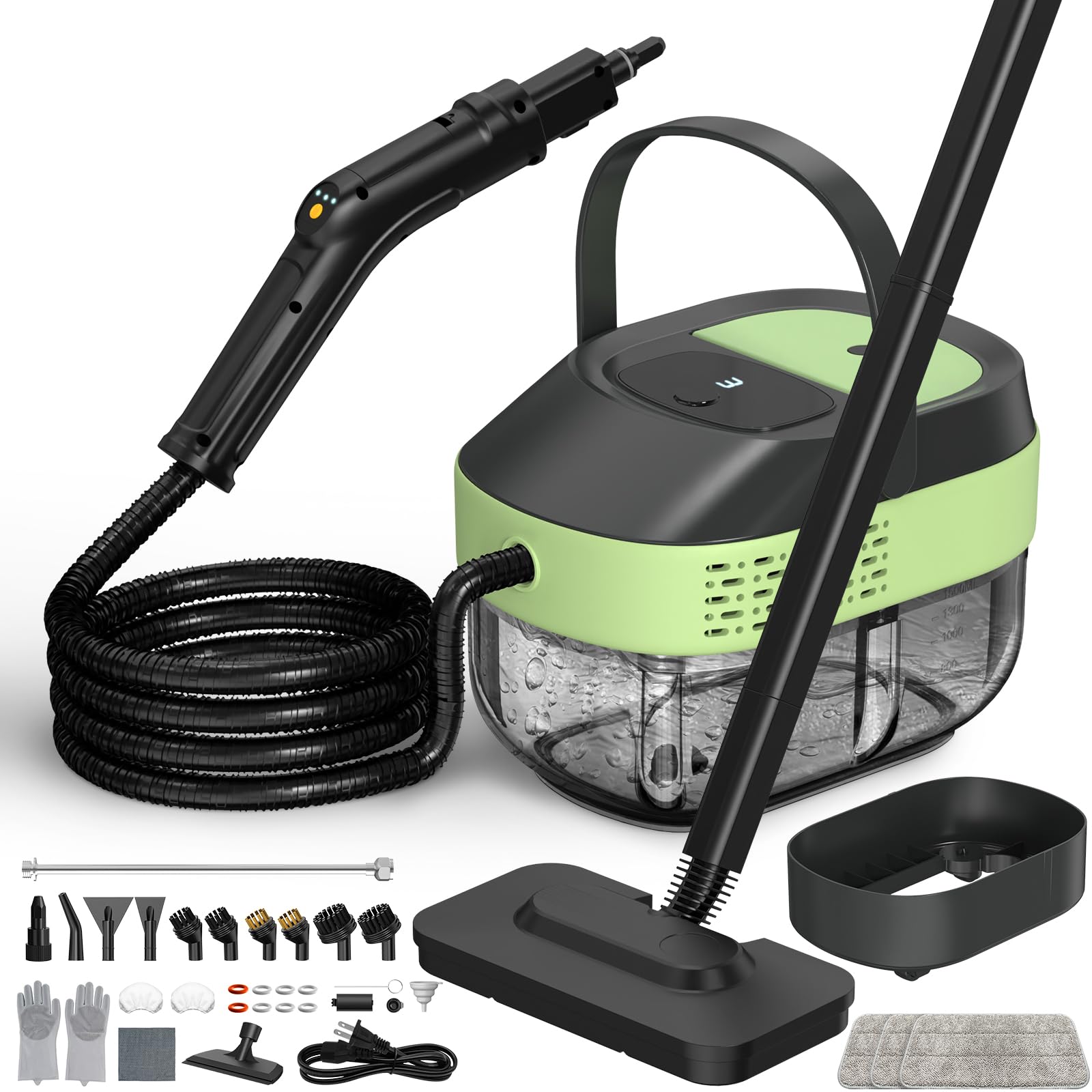 Photo 1 of 14 IN 1 Steam Mop Cleaner, 1.6L Detachable Handheld Steam Cleaner with 37 Accessories, 2500W Multipurpose Steamer Cleaning for Home,Floors,Tile,Grout,Upholstery,Carpet,Car,15S Fast Heat-Up
