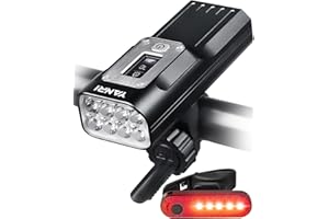 YANRI 8 LED 2000 Lumen Bike Lights, Ultra Bright Bike Headlight with Battery Display, 10000 mAh USB-C Rechargeable Bicycle Light, Mountain Road