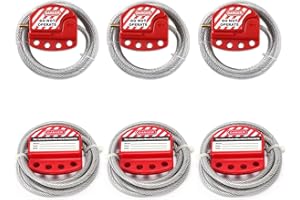 OMGTMD Adjustable Lockout Tagout Steel Cable with Vinyl Coated,1/4" Diameter, 6' Length,Lock Out Tag Out Cable Lock 6 Pack