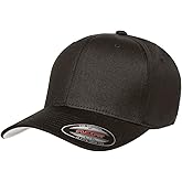 Flexfit Unisex Cotton Twill Fitted Baseball Cap, Black, Small-Medium US