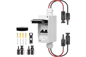 MINGSONG Solar Panels Disconnect Switch 20Amp DC Solar Shut Off Switch 400V 2 Poles Outdoor AC Small Miniature Circuit Breaker Box, IP65 Waterproof UV-Proof for PV Homes