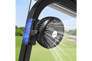 AMACOOL Magnetic Golf Cart Fan Compatible with EZGO Club Car Yamaha, 5000mAh Rechargeable Portable Fan with 3 Powerful Wind Speeds, 40HRS Running, Golf Cart Essential Accessories