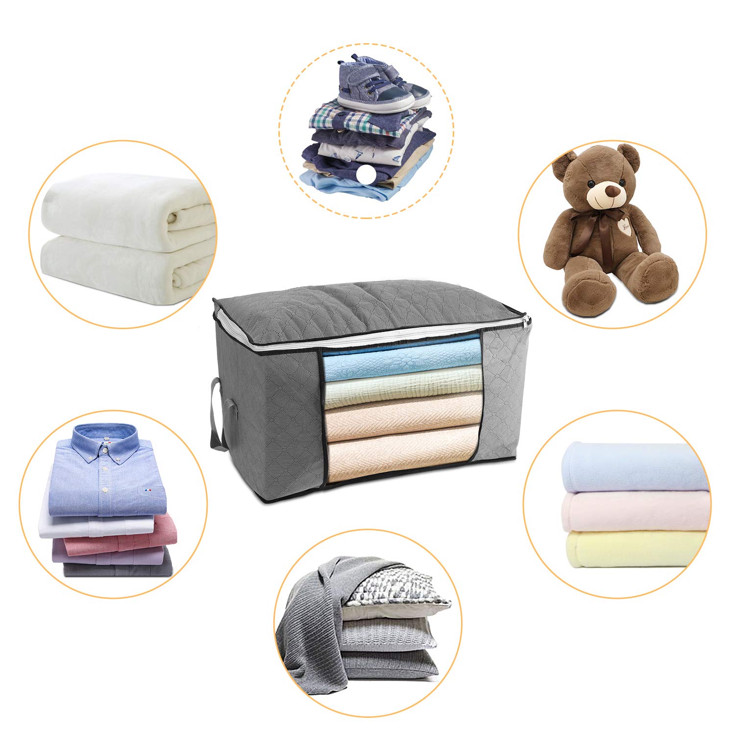 84L Large Clothes Storage Bags With Zips 3 PCS Duvet Storage Bag King