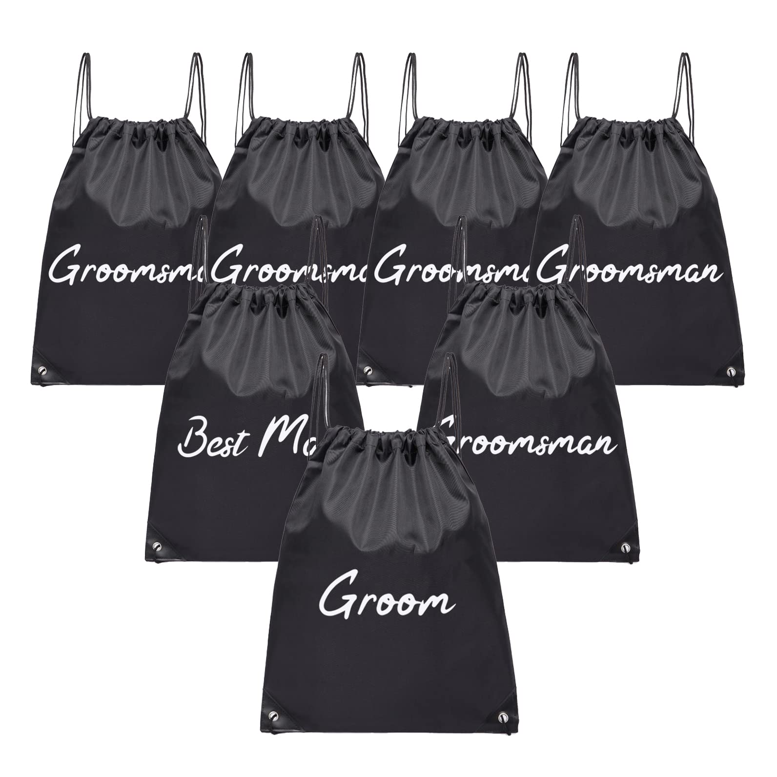 LADY & HOME 7 Pack Best Man Proposal and Groomsman Drawstring Proposal Suit bags Groomsmen Gift Bags Set(WD-H)